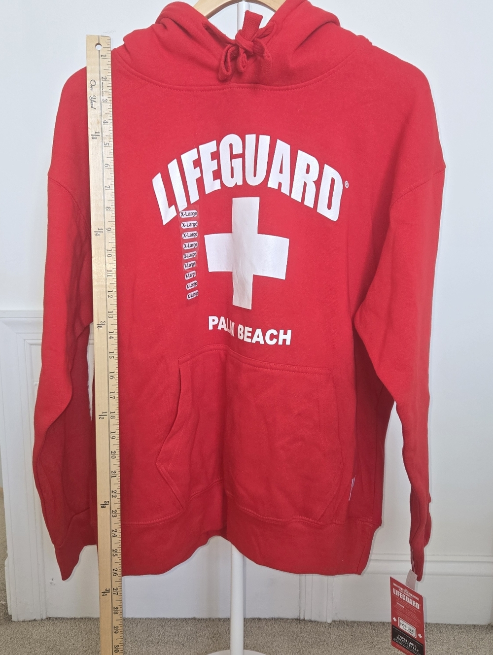 NEW W TAG Lifeguard Palm Beach Red And White Hoodie Mens XL - Picture 10 of 11